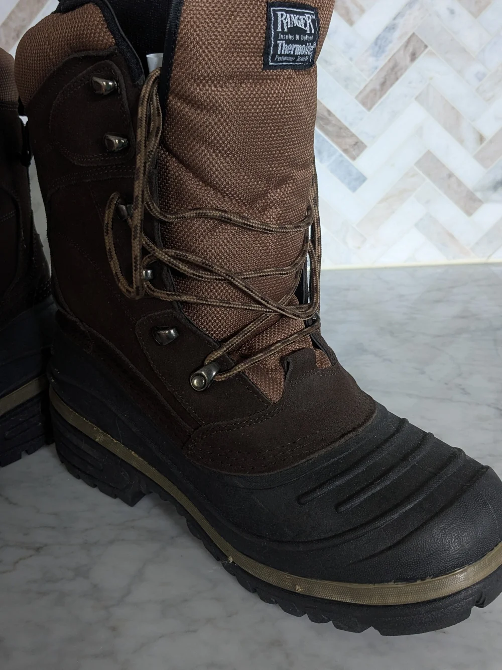 Men's Brown Waterproof Thermolite Winter Boots